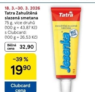 Mléka kondenzovaná slazená Tatra