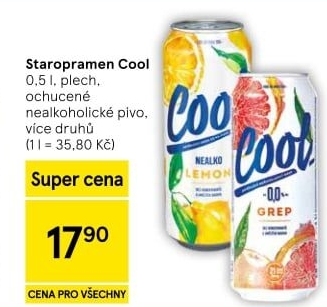 Nealkoholické pivo ochucené Staropramen Cool