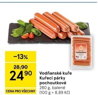 Párky kuřecí pochoutkové Vodňanské kuře