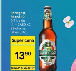 Pivo světlé výčepní Rázná 10° Radegast