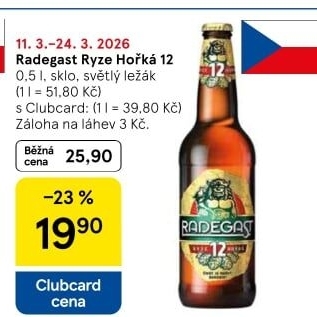Pivo světlý ležák 12° Ryze hořká Radegast