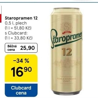 Pivo světlý ležák 12° Staropramen