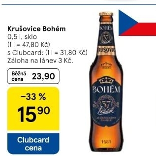 Pivo světlý ležák Bohém Krušovice