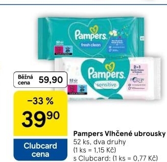 Vlhčené ubrousky dětské Pampers