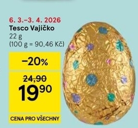 Čokoládové vajíčko Tesco