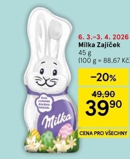 Čokoládový zajíc Milka