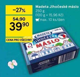 Máslo Jihočeské Madeta