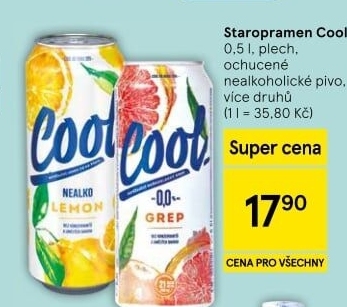 Nealkoholické pivo ochucené Staropramen Cool