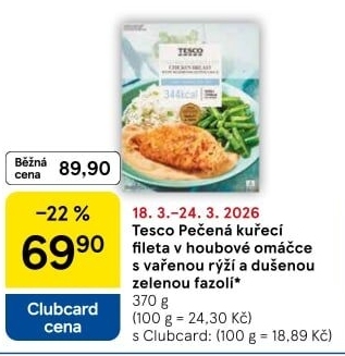 Pečená kuřecí fileta v houbové omáčce Tesco