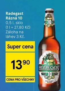 Pivo světlé výčepní Rázná 10° Radegast