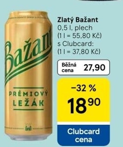 Pivo světlý ležák 12° Zlatý Bažant