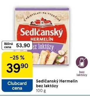 Sýr Hermelín bez laktózy Sedlčanský
