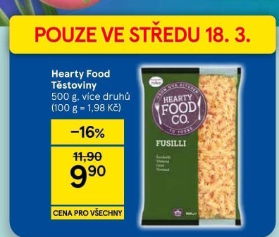 Těstoviny Hearty Food Co Tesco