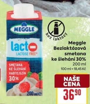 Smetana ke šlehání 30% bez laktózy Meggle