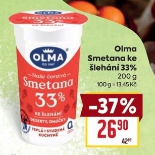 Smetana ke šlehání Olma 33%