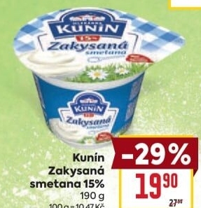 Zakysaná smetana Mlékárna Kunín 15%