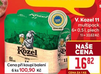 Pivo světlý ležák 11° Medium Velkopopovický Kozel