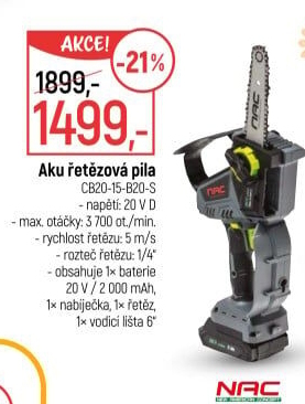 Aku řetězová pila NAC CB20-15-B20-S
