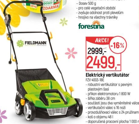 Elektrický vertikutátor Fieldmann FZV 4003-18E