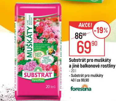 Substrát pro muškáty / pelargonie a jiné balkonové rostliny Forestina