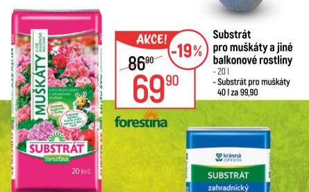 Substrát pro muškáty / pelargonie a jiné balkonové rostliny Forestina