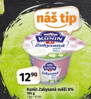 Zakysaná smetana svěží Mlékárna Kunín 8%