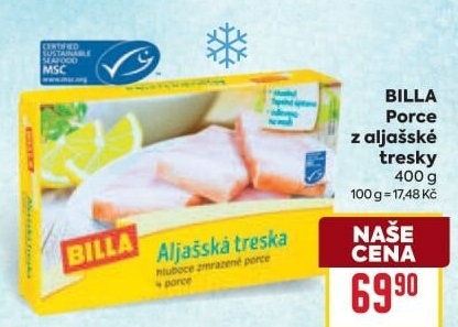 Aljašská treska porce mražená Billa
