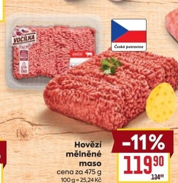 Mělněné hovězí maso Vocílka