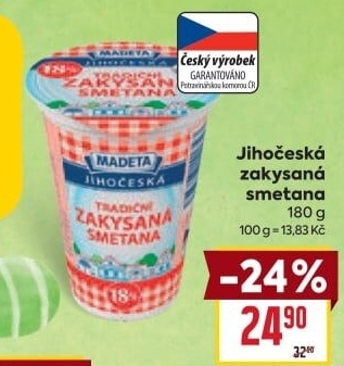 Smetana zakysaná Jihočeská Madeta