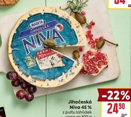 Sýr Niva Jihočeská 45% Madeta