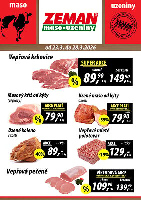 akční leták ZEMAN maso - uzeniny 23.3.2026-28.3.2026