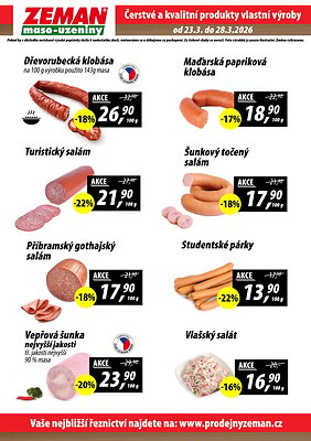 akční leták ZEMAN maso - uzeniny 23.3.2026-28.3.2026