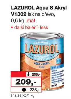 Lak na dřevo Aqua s akryl Mat Lazurol