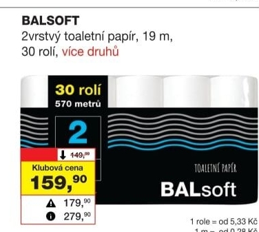 Toaletní papír 2vrstvý BALsoft