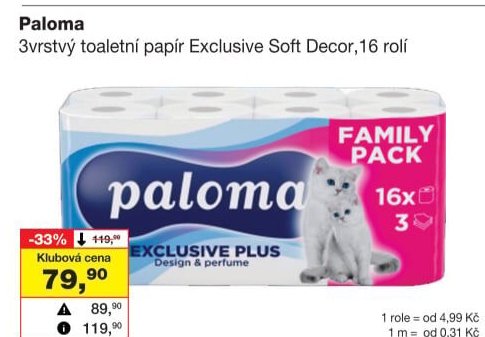 Toaletní papír 3vrstvý Paloma