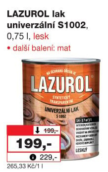 Univerzální lak na kov a dřevo Lesk Lazurol