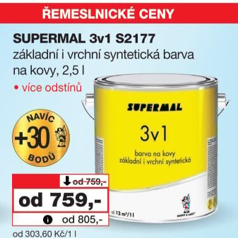 Základní i vrchní barva na kovy Supermal 3v1
