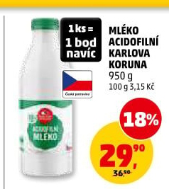 Mléko acidofilní Karlova Koruna