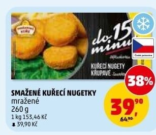 Nugetky kuřecí smažené mražené Vodňanské kuře