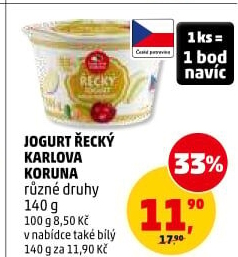 Ochucený jogurt řecký Karlova Koruna