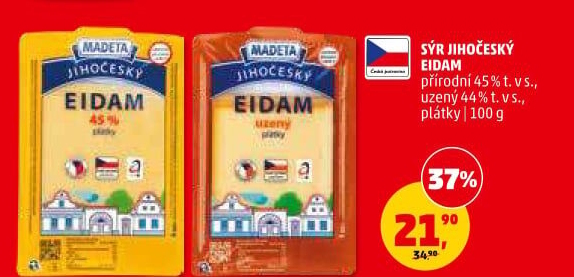 Sýr Eidam Jihočeský 45% Madeta