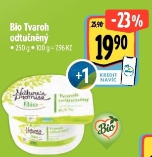 Tvaroh odtučněný bio Nature'