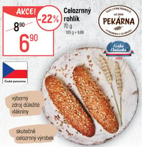 Celozrnný rohlík