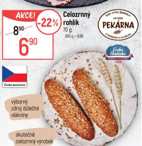 Celozrnný rohlík