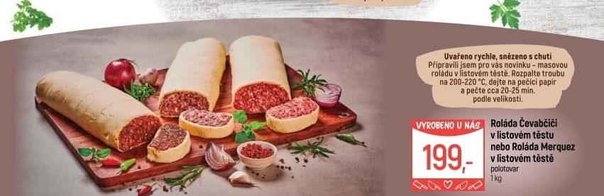 Roláda Čevabčiči v listovém těstu