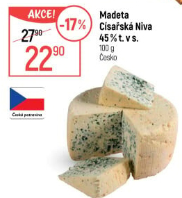 Sýr Niva Císařská 45 % Madeta