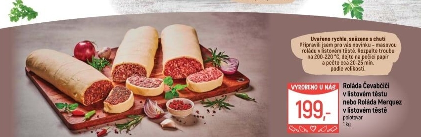 Roláda Čevabčiči v listovém těstu