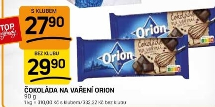 Čokoláda na vaření Orion