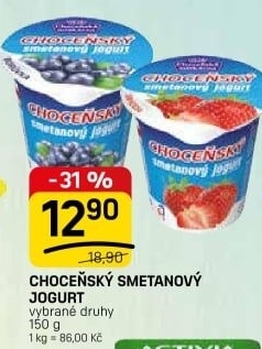 Jogurt smetanový ochucený Choceňský
