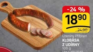 Klobása z udírny Příbramská uzenina